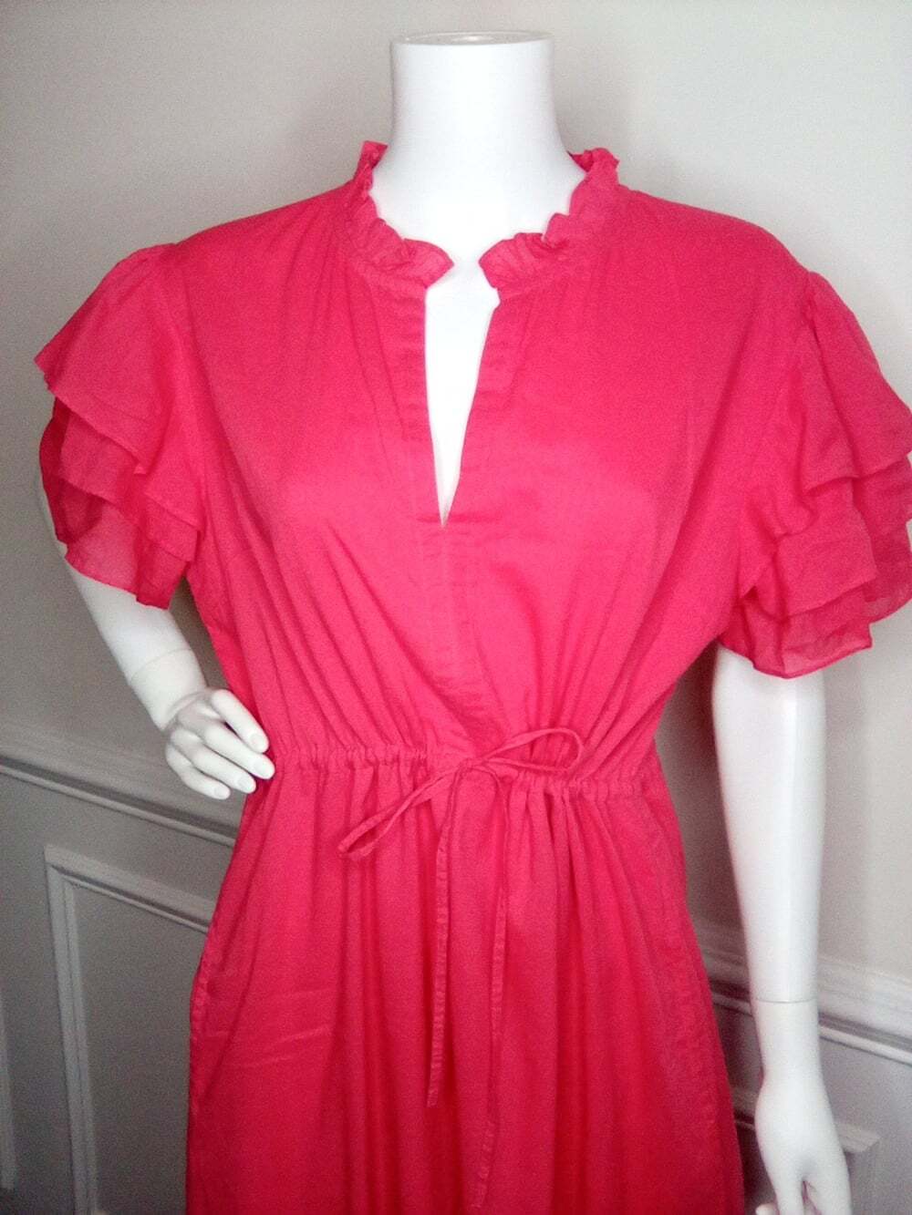 Olivia James The Label Delia Pink Plunge Neck Flutter Sleeve Maxi Sundress, XL - Picture 9 of 16